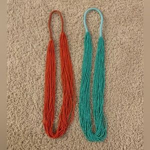 Coral and Teal Chunky Beaded Necklaces
